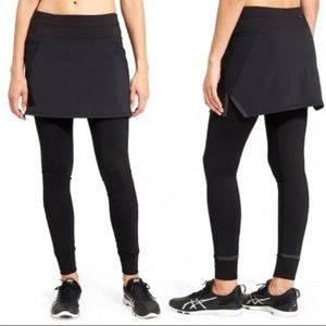 Athleta Black Powder Peak 2-in-1 Skirted Tight Leggings